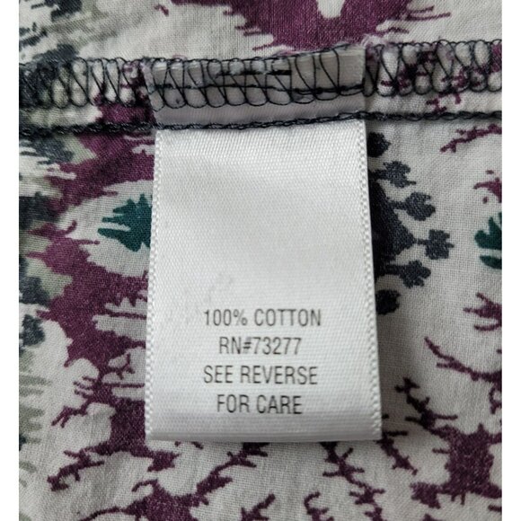 Sonoma Womans Blouse Top Gathered Neckline Button Front Gray White size L JH1053 - Picture 5 of 5